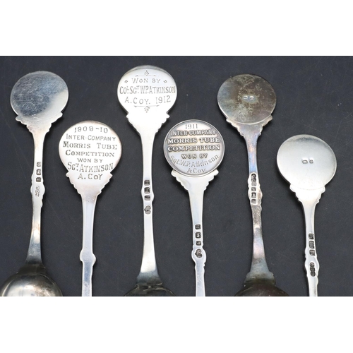 313 - 6 military Birmingham silver teaspoons, 