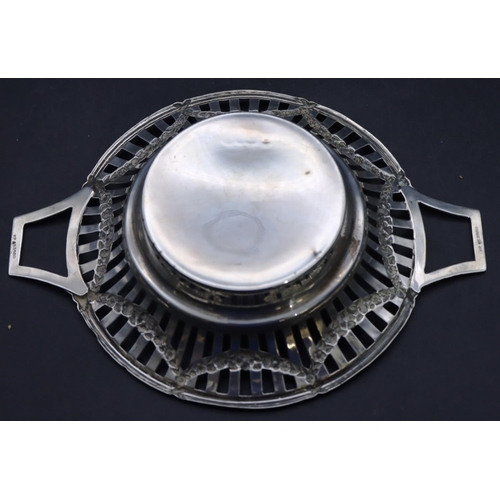 330 - A London silver round 2-handled sweetmeat dish with pierced gallery and raised swag decoration, 16.3... 