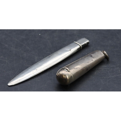 332 - A Chester silver pencil with sheath, a London silver cheroot holder (cased) (2)