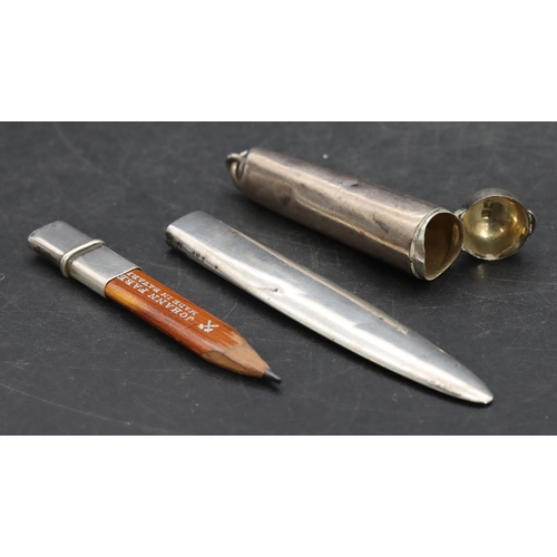 332 - A Chester silver pencil with sheath, a London silver cheroot holder (cased) (2)