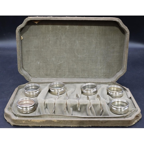 340 - A set of 6 Sterling silver small round salts with 5 matching spoons, 1.2oz (cased)