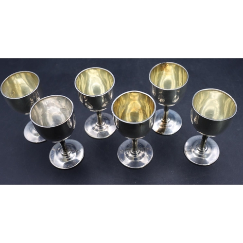 348 - 6 Sterling silver egg cups on round sweeping bases, 3.2oz