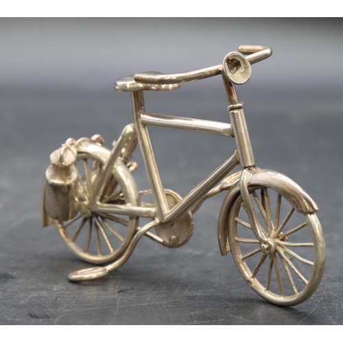 359 - A Continental miniature silver coloured metal model of a bicycle, 6cm high, 1.5oz