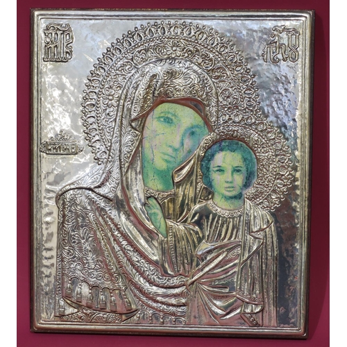 378 - A modern Continental 925 silver mounted icon 