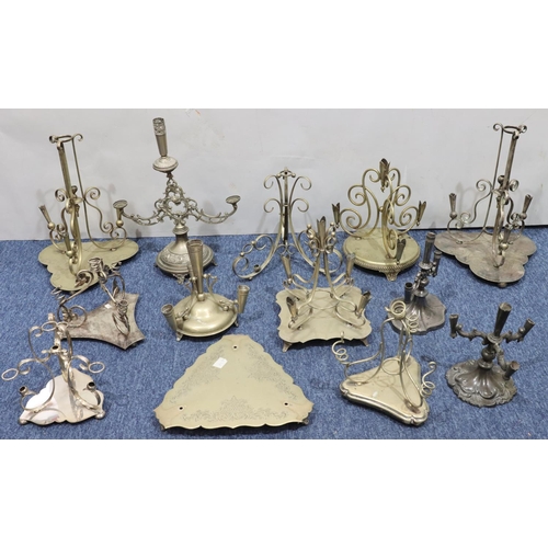 396 - 12 various silver plated epergne stands (no vases), tallest 34cm high