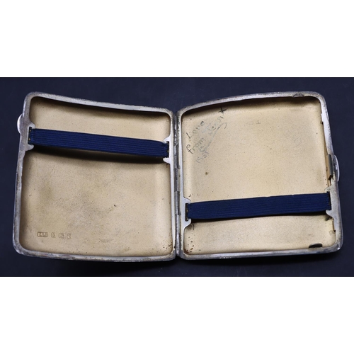 422 - A Birmingham silver concave shaped plain cigarette case, 3.2oz.