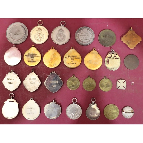 435 - J Sainsbury gaming token, 6 silver medals (some with enamel decoration) SC Broadway, News of the Wor... 