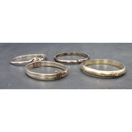 442 - 4 various silver hinged bangles, 54.8 grams (4)