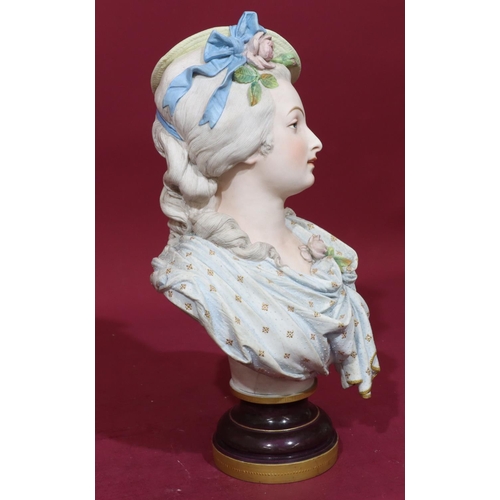 45 - A 19th Century Albert Ernest Carrier-Belleuse Bisque bust of a lady with raised floral and leaf moti... 