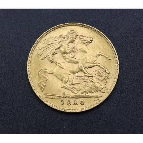 489 - An Edward VII gold half sovereign, 1910, 3.98 grams