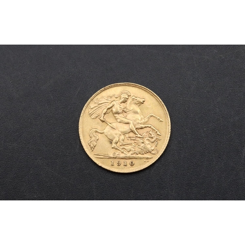 490 - An Edward VII gold half sovereign 1910, 3.99 grams