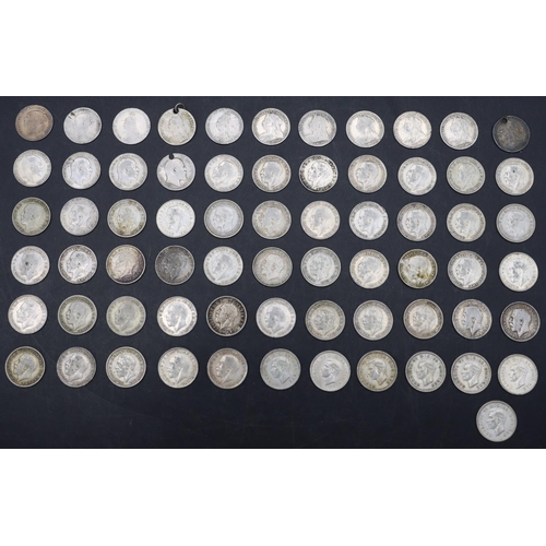 491 - A quantity of silver Sixpences circa 1920-40, 92 grams