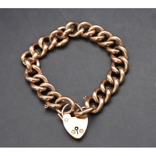 509 - A 9ct curve linked bracelet with padlock clasp, 25.6 grams, chain 20cm long.