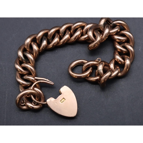 509 - A 9ct curve linked bracelet with padlock clasp, 25.6 grams, chain 20cm long.