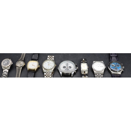 553 - A Swatch gentlemen's steel wristwatch with blue dial and 7 various wristwatches (8)