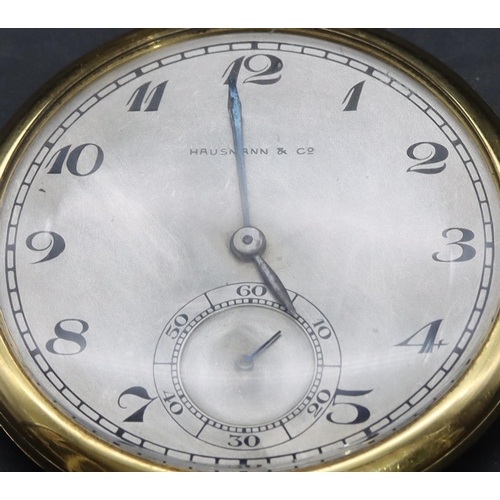 589 - Hausmann & Co. 18ct gold gentlemen's dress watch with silvered dial, seconds dial and Arabic numeral... 