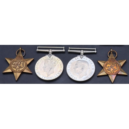 597 - 4 WWII medals, Defence medal, '39-'45 medal, The African Star and 1939-45 Star for H.E Abel RAF, wit... 