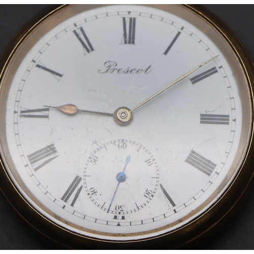 603 - A Lancaster Watch Co. Ltd. gold plated open faced pocket watch with white enamel dial, seconds dial ... 