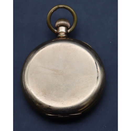 603 - A Lancaster Watch Co. Ltd. gold plated open faced pocket watch with white enamel dial, seconds dial ... 