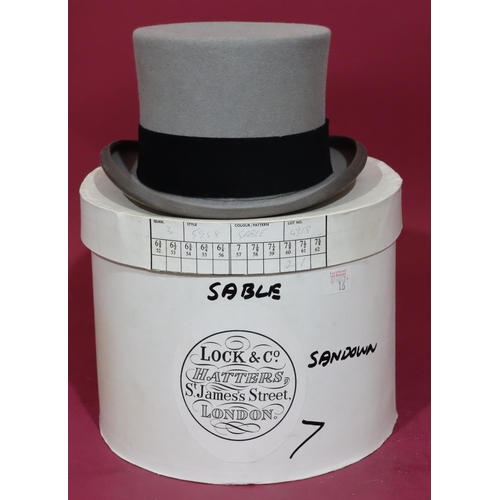 610 - Lock & Co., London grey silk top hat, inner measurements 20.5cm x 17cm, boxed