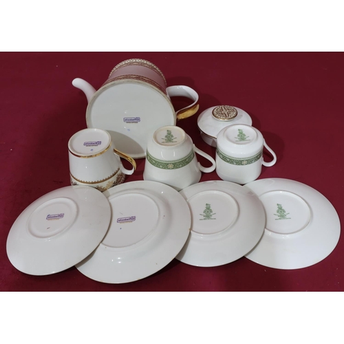 76 - A set of 10 Royal Doulton Rondelay tea cups and saucers, 7 smaller coffee cups and 8 saucers, a mode... 