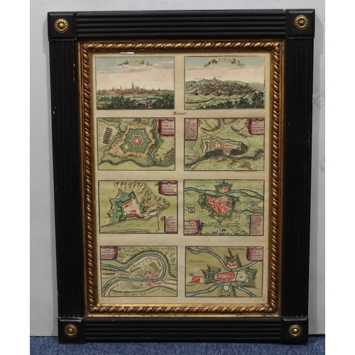 788 - An early Continental hand coloured map of 6 panels 