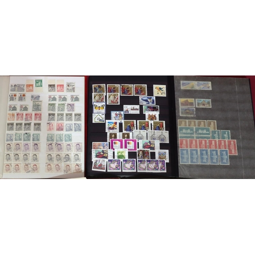 807 - 3 various stamp albums and a small quantity of various loose pages of stamps