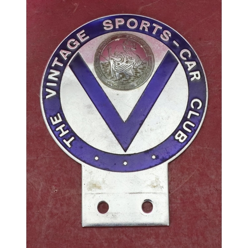 826 - A Vintage Sports Car Club enamel chrome car badge