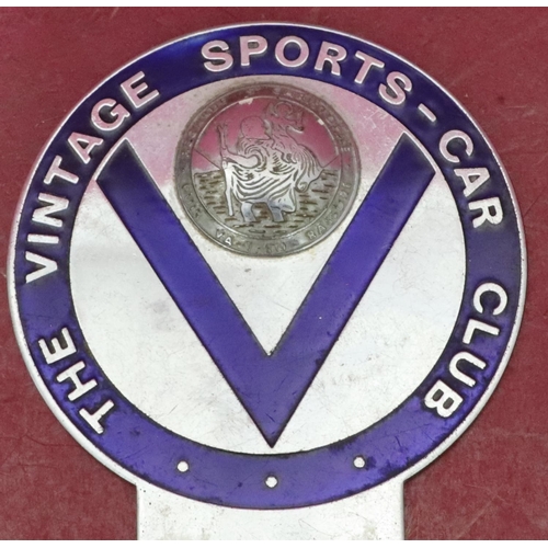 826 - A Vintage Sports Car Club enamel chrome car badge