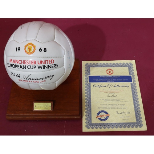 832 - A signed Manchester United European Cup Winner's Cup 25th Anniversary football, signed by George Bes... 