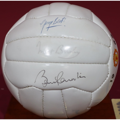 832 - A signed Manchester United European Cup Winner's Cup 25th Anniversary football, signed by George Bes... 