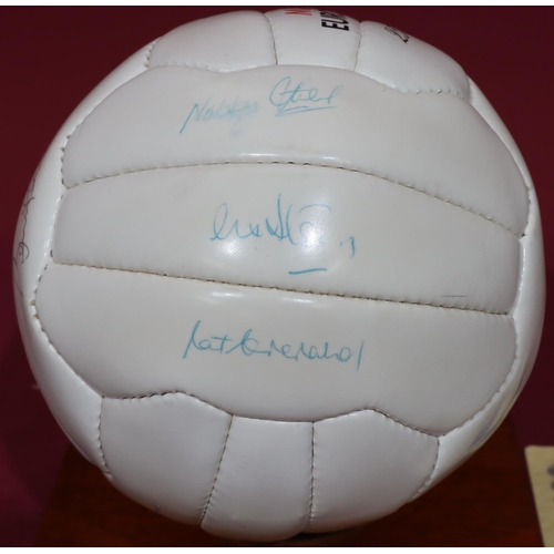 832 - A signed Manchester United European Cup Winner's Cup 25th Anniversary football, signed by George Bes... 