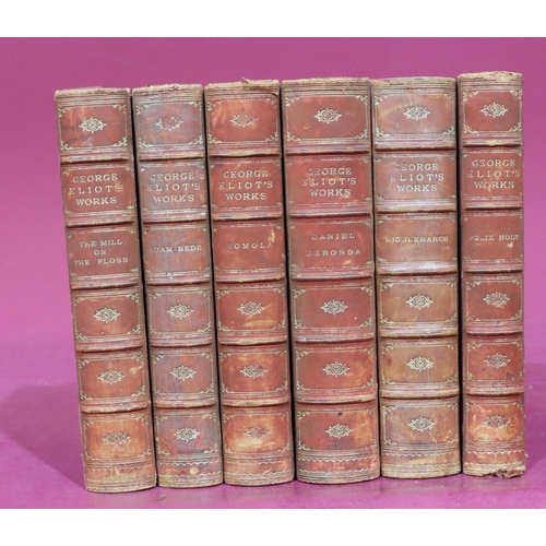 858 - A set of 6 leather bound books 