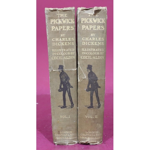 860 - 2 vols. Posthumous papers of the Pickwick Club by Charles Dickens, illustrated by Cecil Aldin, vols.... 