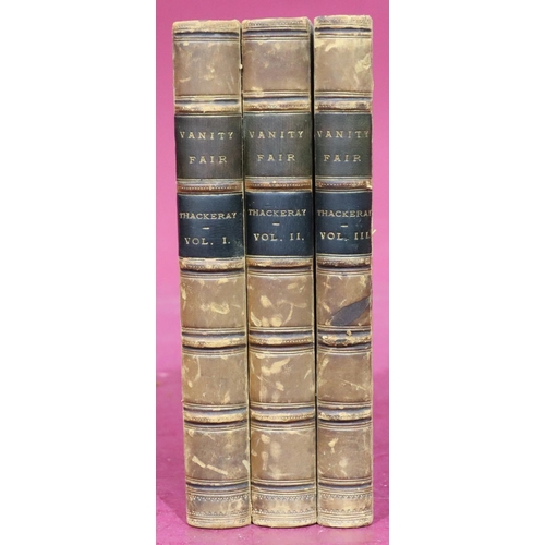 878 - A set of 3 19th Century part leather bound books 