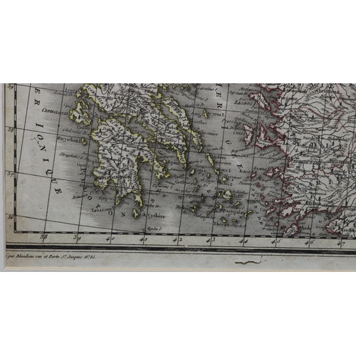 882 - An early hand-coloured Continental map Mme Blondau, depicting 