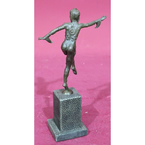 885 - A reproduction bronze figure of a a 1920's dancer with square platform base, 28cm high