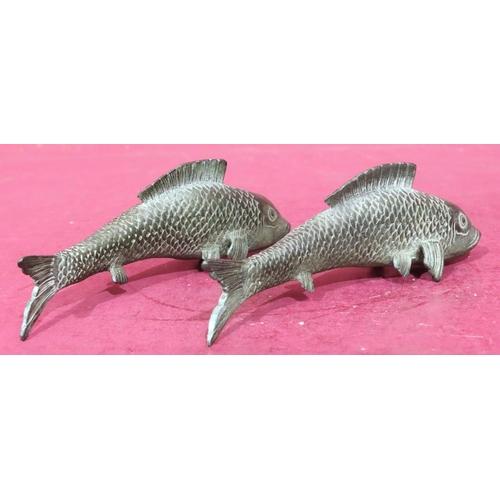 896 - A pair of bronze figures on fish, 18.5cm long