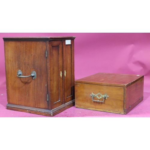 898 - Edgar Lincoln Edwardian mahogany coin collector's cabinet with hinged top and fall-front enclosing 8... 