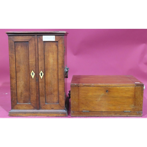 898 - Edgar Lincoln Edwardian mahogany coin collector's cabinet with hinged top and fall-front enclosing 8... 