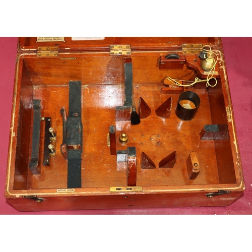 900 - E R Watts & Son, London black surveyor's theodolite, in fitted mahogany case