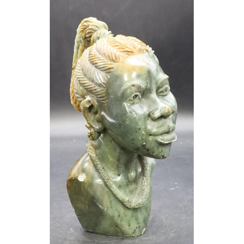 908 - Ndoro carved stone figure head of an African lady, 24.5cm high