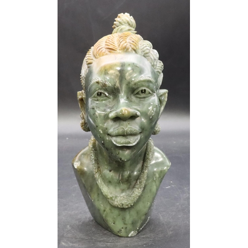 908 - Ndoro carved stone figure head of an African lady, 24.5cm high