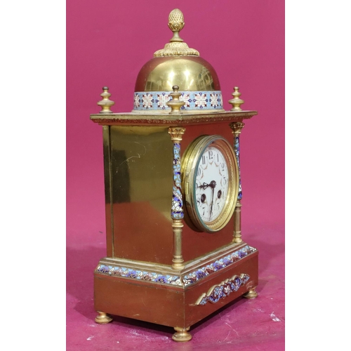 919 - A gilt metal 8-day striking mantel clock, stamped Fabrique De Paris, with allover inlaid cloisonné d... 