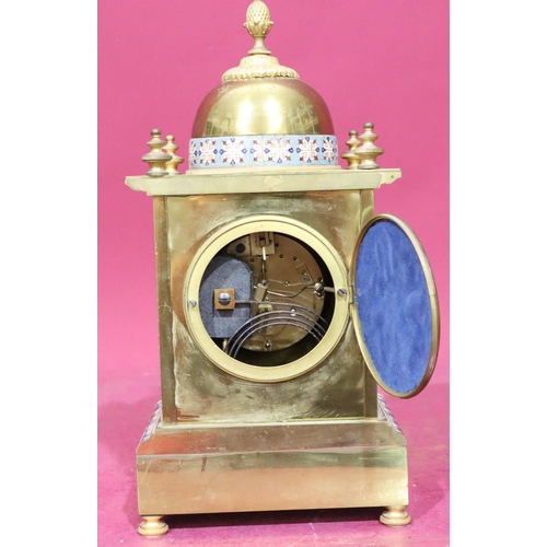 919 - A gilt metal 8-day striking mantel clock, stamped Fabrique De Paris, with allover inlaid cloisonné d... 