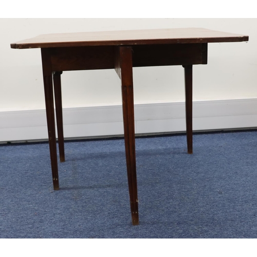 949 - A 19th Century mahogany side table with single drop leaf to back, 1 long drawer with drop brass hand... 