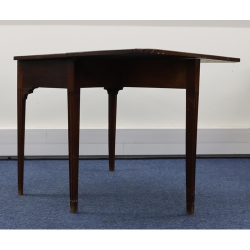 949 - A 19th Century mahogany side table with single drop leaf to back, 1 long drawer with drop brass hand... 