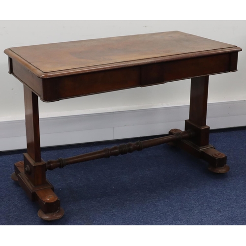 950 - A 19th Century mahogany side table with 2 drawers on splat end supports with centre turned stretcher... 