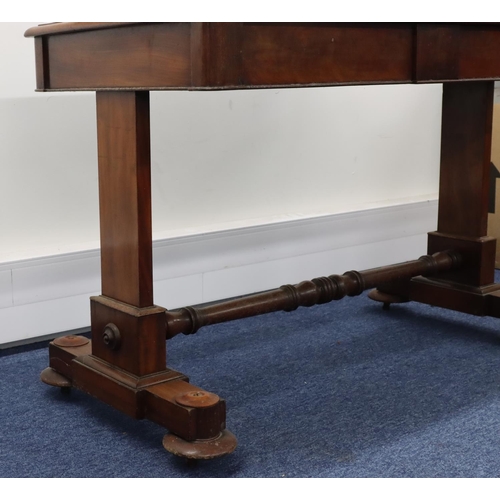 950 - A 19th Century mahogany side table with 2 drawers on splat end supports with centre turned stretcher... 