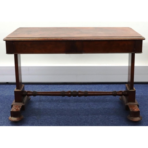 950 - A 19th Century mahogany side table with 2 drawers on splat end supports with centre turned stretcher... 